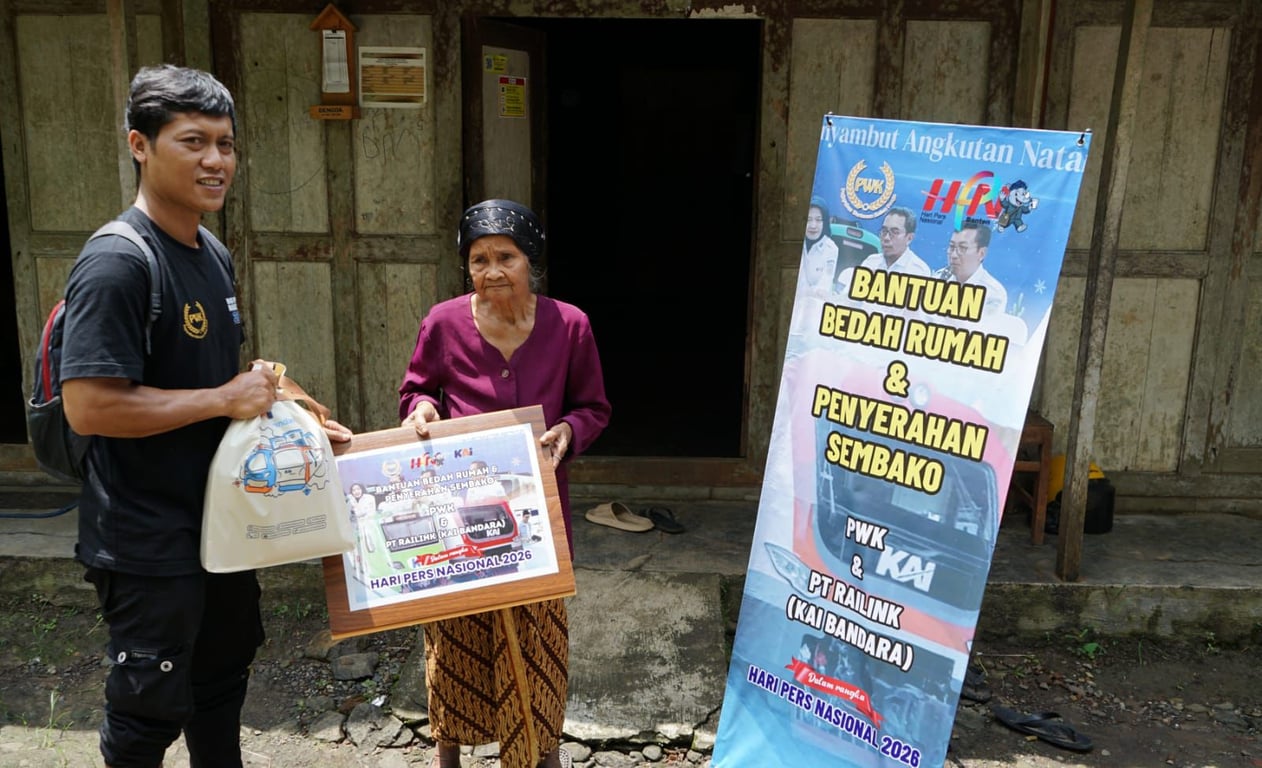 KAI Bandara dan Paguyuban Wartawan Kulon Progo Salurkan Bantuan Sembako dalam Rangka Hari Pers Nasional 2026